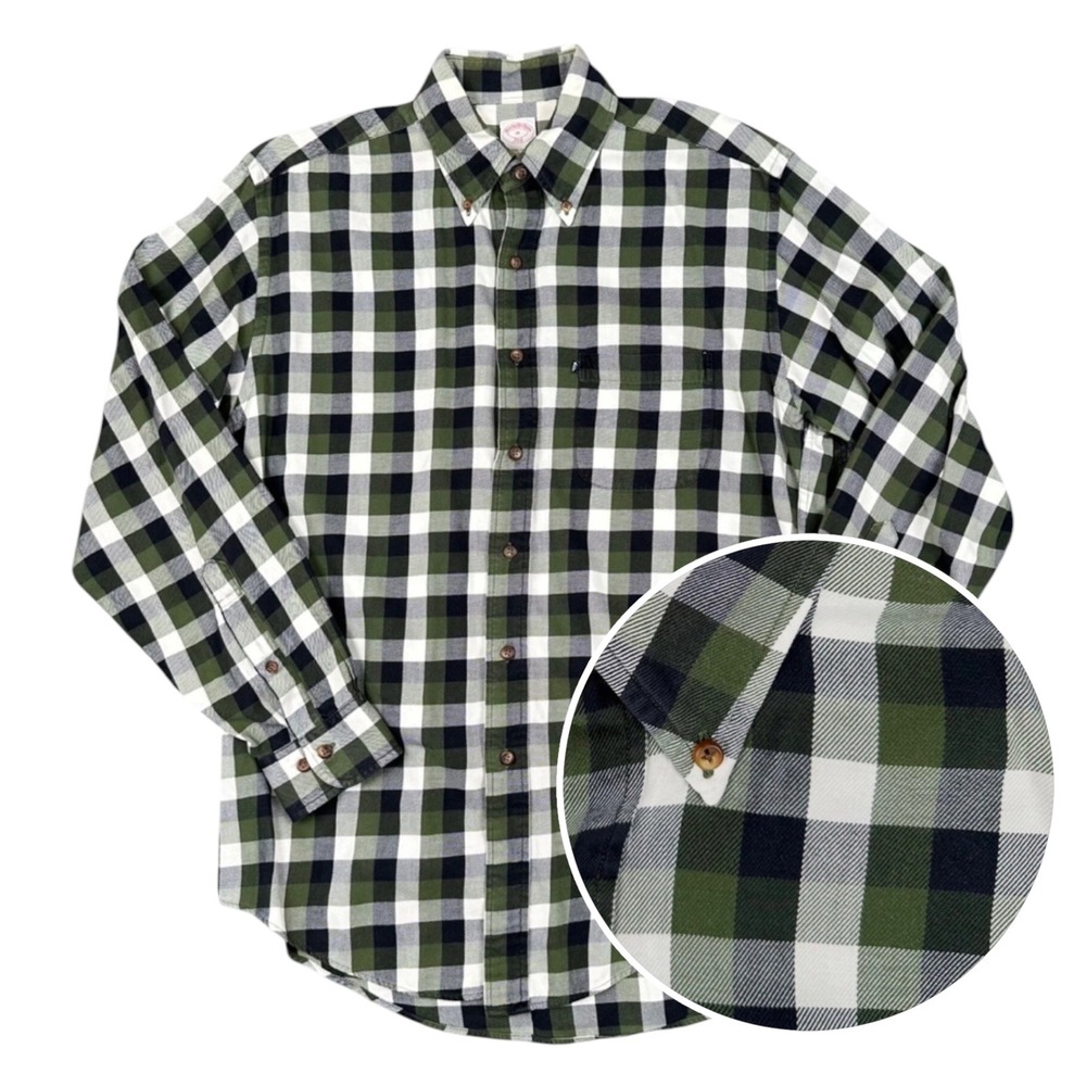 Brooks Brothers 346 Mens M Green Black Buffalo Check Cotton Button Down Shirt
